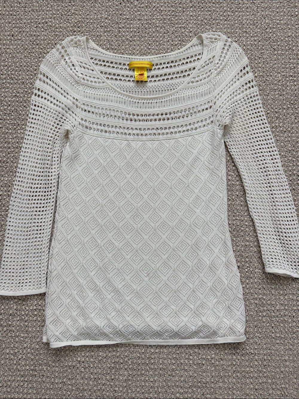 Catherine Malandrino Ecru Crochet Scoop Neck Top